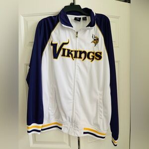 MINNESOTA VIKINGS TEAM APPAREL LONG SLEEVE, ZIP UP, HIGH COLLAR JACKET, SIZE L
